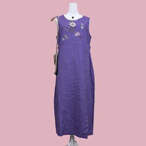 purple floral vintage 90s sleeveless long maxi dress
